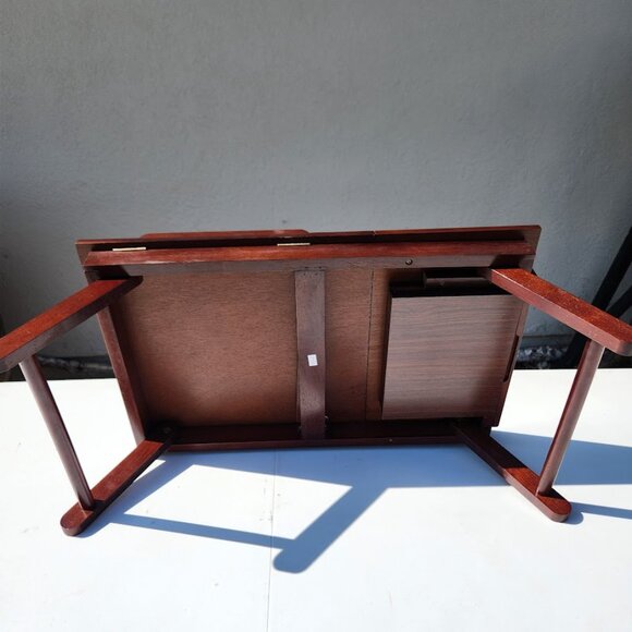 NEW Walnut Winsome Alden Bed Laptop Tray Lap Desk Reading Workstation W/ Drawer - Picture 12 of 15